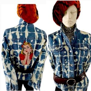 Jean Denim Jacket. Hand painted & so STUNNING! Size Large. Signed by artist